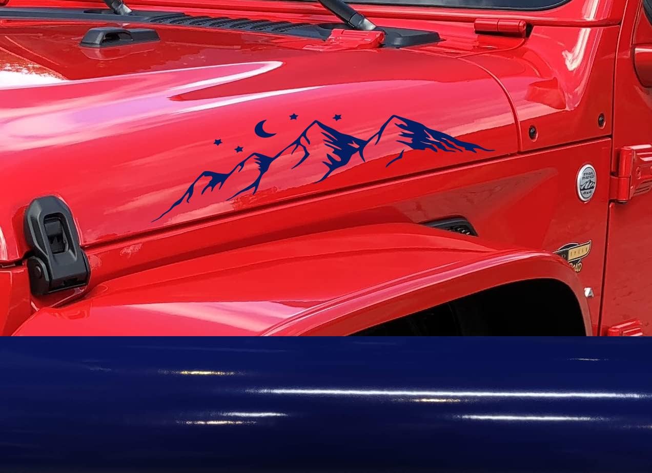 Mountains Range Theme Decal Sticker for Hood Fender Sides Compatible with Jeep Wrangler Rubicon Gladiator JK TJ YJ CJ 23 X 5 Inches Set of 2 Mirrored Decals. - Purple