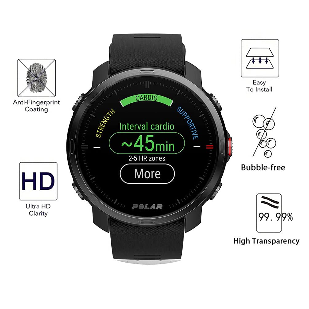 Yoomigle 5 Pack Compatible with Polar Grit X Screen Protector Film for Polar Grit X Smart Watch Screen Protectors Cover Foils Crystal Clear HD Anti-Scratch Anti-Fingerprint - Image 2