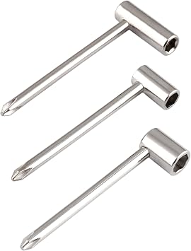 Guitar Truss Rod Adjusting Wrench Guitar Luthier Tools 3Pcs Chrome | with Box Spanner Hex, Box Wrench, Pocket Hexagon Box Spanner, Guitar Neck Adjustment Tools, 6mm, 7mm, 8mm, Guitar Parts