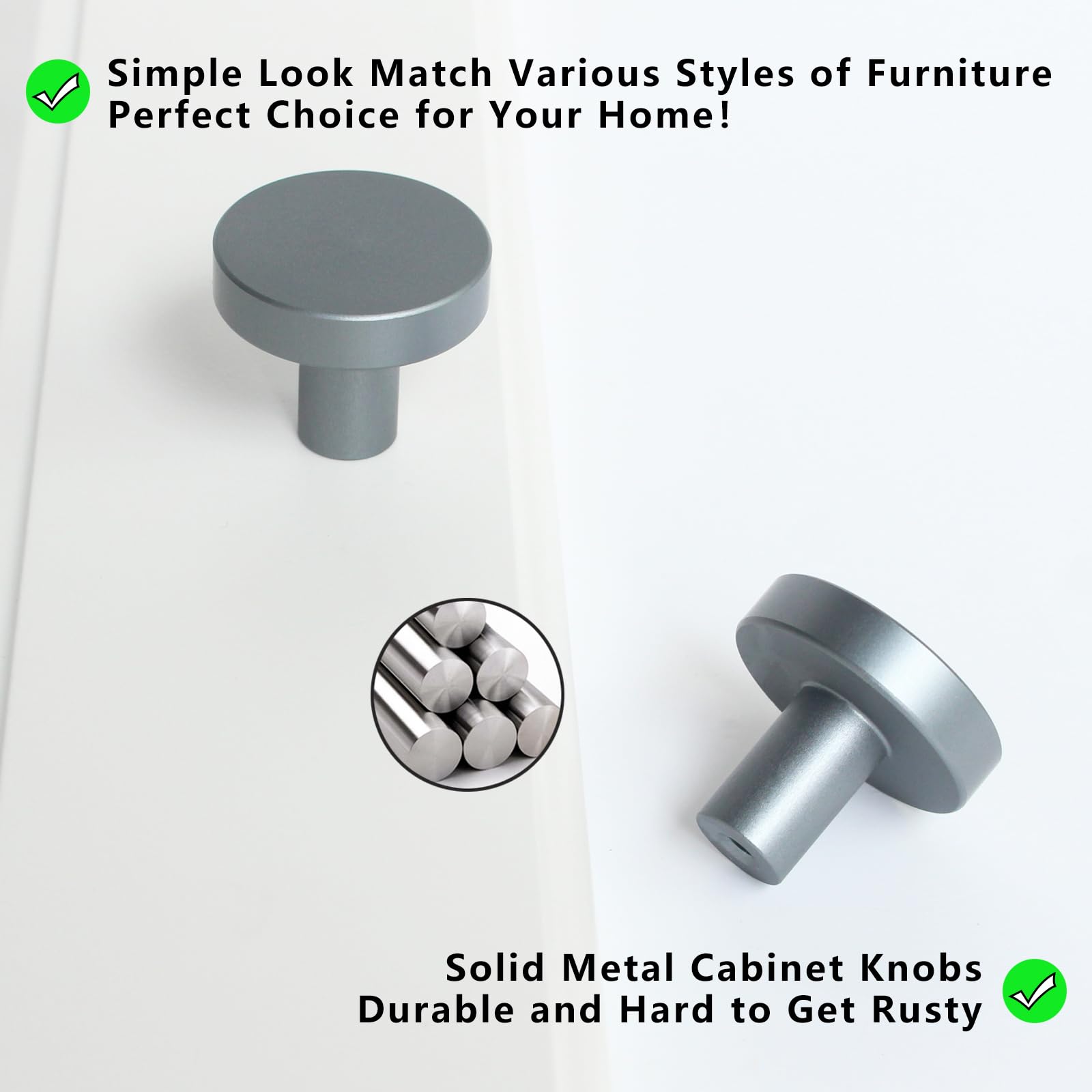 HANIHUA 10 Pack Grey Cabinet Knobs Dresser Knobs, Solid Kitchen Cabinet  Knobs Drawer Knobs, Metal Grey Knob for Cabinets and Drawers - Amazon.com