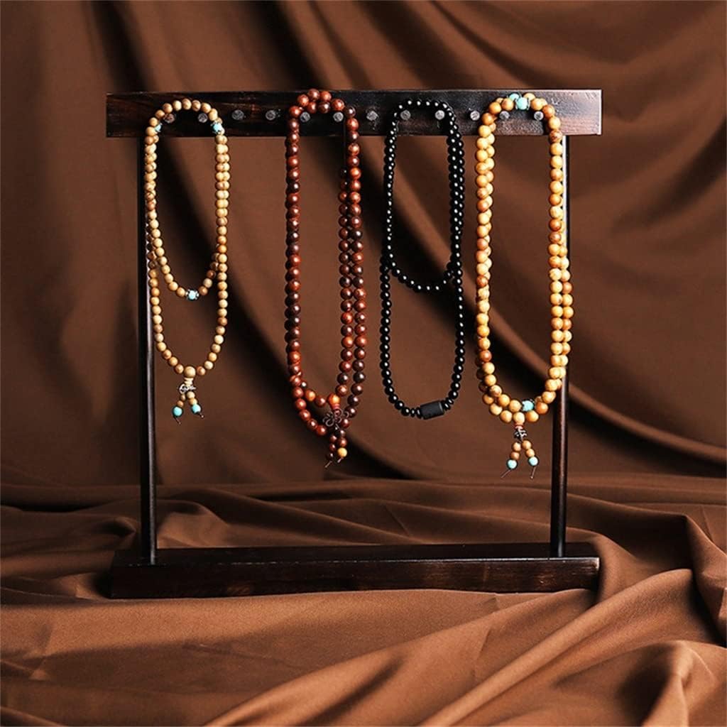 Wood 24-Hooks Necklace Jewelry Hanger Display Rack Jewelry Display Stand/Tabletop Necklace Bracelet Storage Organizer (Color : A Size : 33.5x31x5cm)