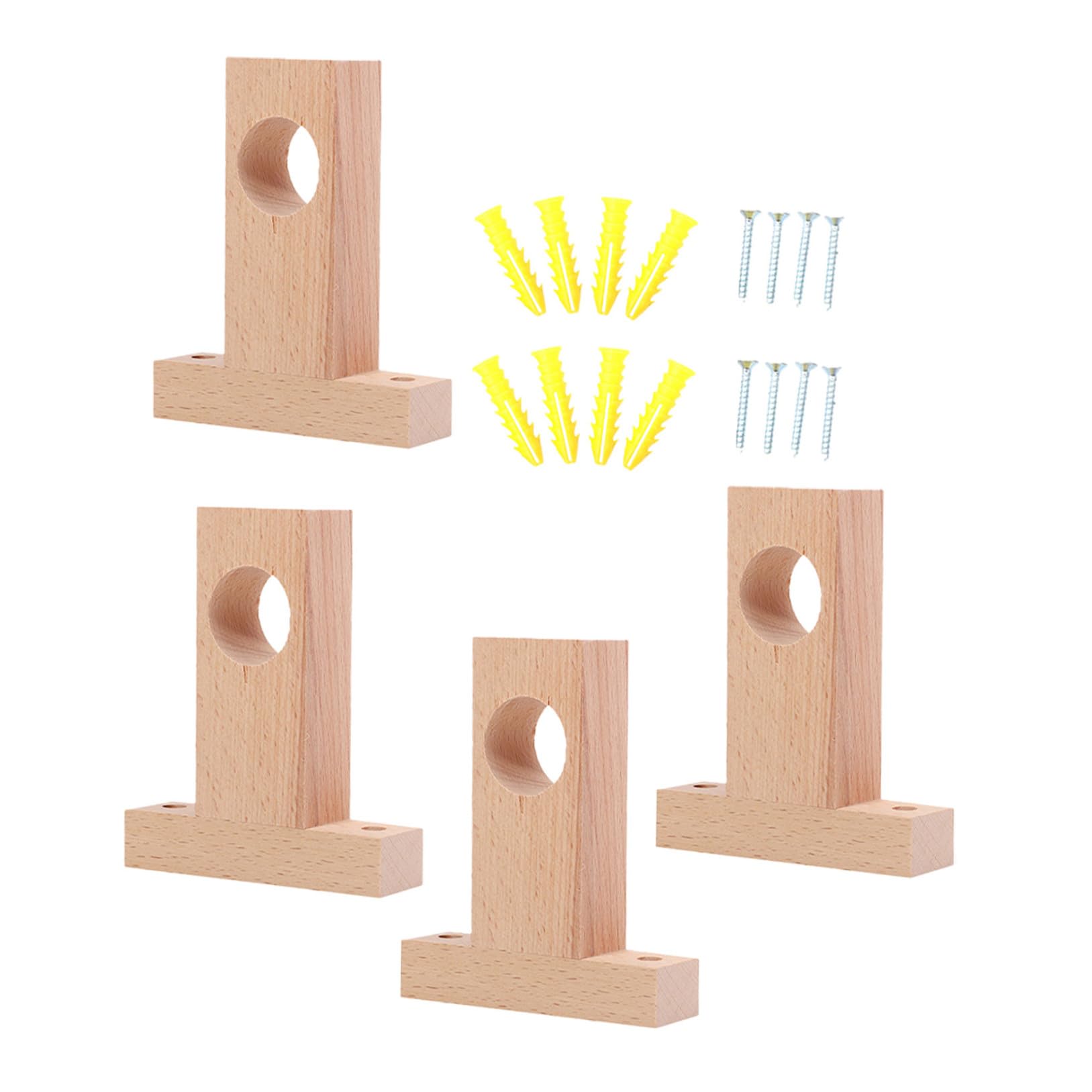 PACKOVE Supporto per Bastone Design Moderno e Semplice Beige 4 Pezzi per Tende in Legno Facile da Installare e Resistente Adatto per Casa e Ufficio