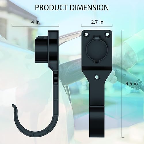 Miniatura 2 de Soporte para cargador EV J1772, 1 funda para cargador de vehículo eléctrico de montaje en pared con gancho para conector J1772, 3 tornillos, 3