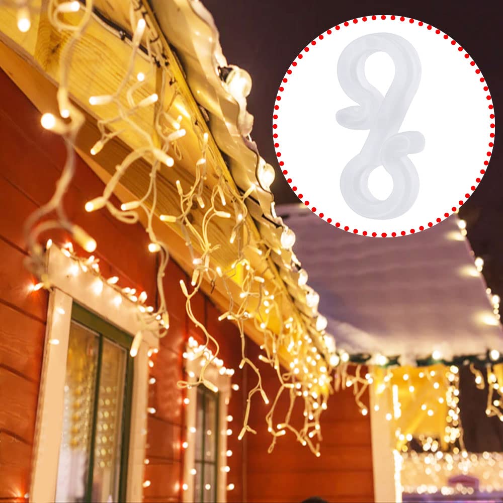 Kraft & Co Dachrinnenhaken 100 Stück – Weiß, Für Lichterketten & Weihnachtsdekoration