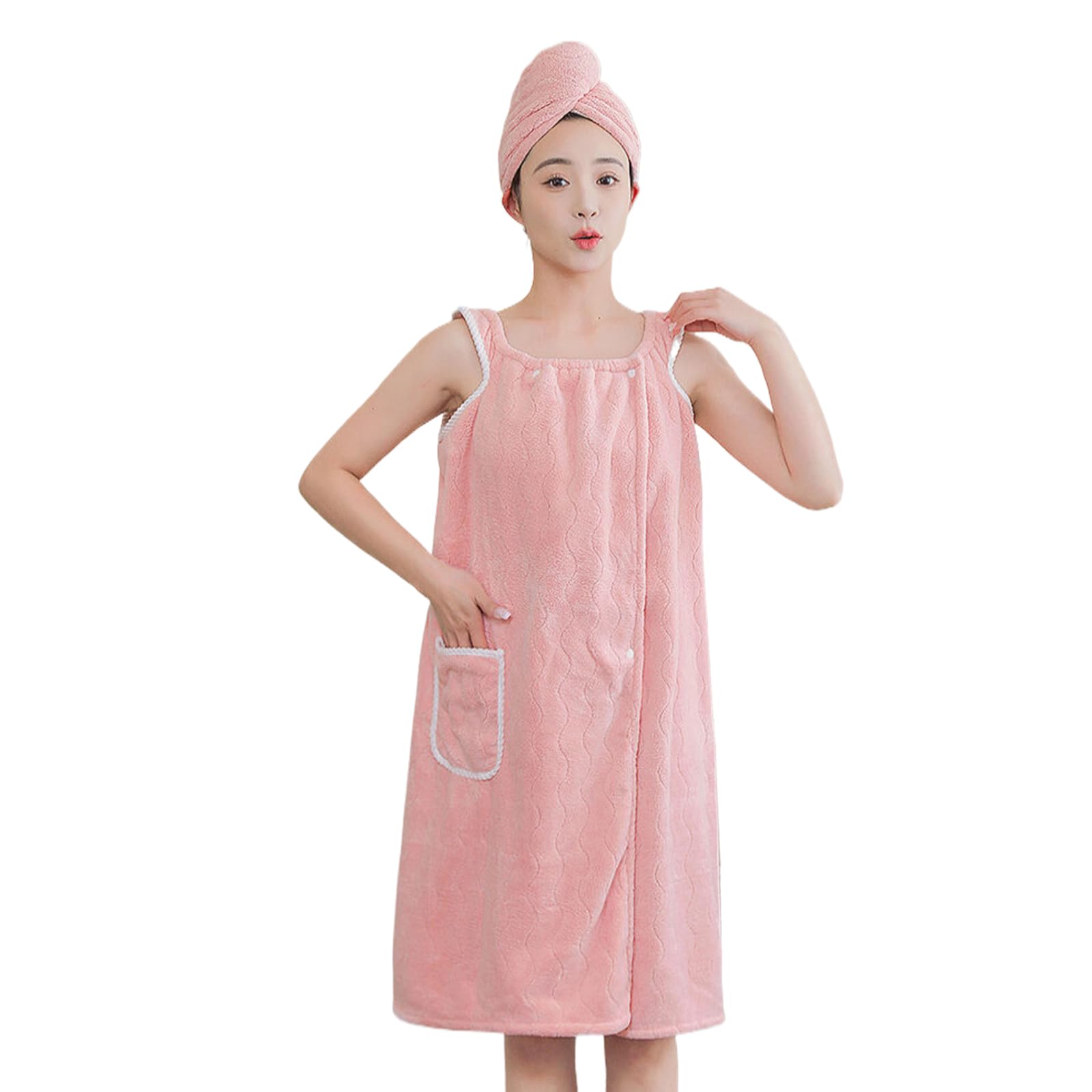 Womens Wearable Bath Towel Coral Soft Fleece Bathtub Shower Dress Bath Wrap Towel Bath Shower Cover Up Spa Beach Body Wrap