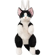 Stuffed Realistic Devon Rex Cat Backpack - Carry Over Shoulder, on One Shoulder or Crossbody with Adjustable Straps Cute and Soft Stuffed Cat Plush Backpack - Black