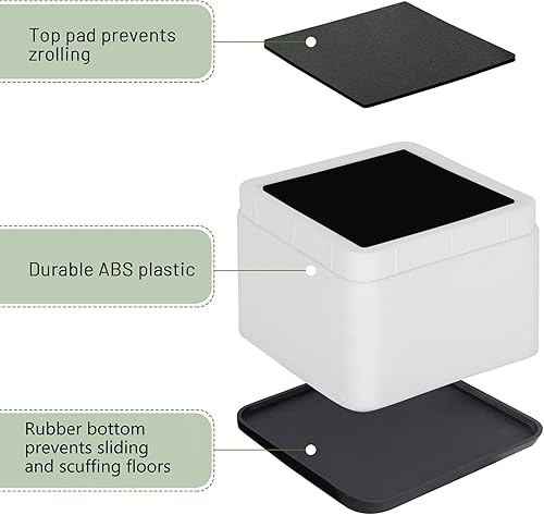 Miniatura 3 de BTSD-home Elevadores de cama de 3 o 6 pulgadas, apilables, resistentes, para sofás, mesa, sofá, silla, cama, juego de 8 unidades, color blanco