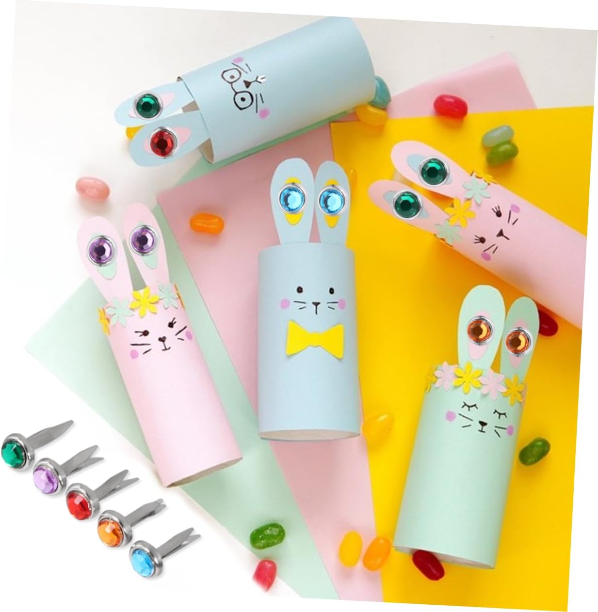 DOITOOL 2sets 50pcs Adorable Decorative Brads for Scrapbooking and DIY Projects Handmade Nail Fasteners Durable and Easy to Use Craft Accessories 50pcs*2