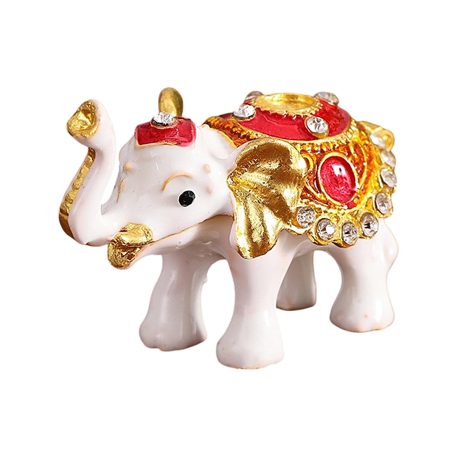 Kaeltsyn Red And White Thai Styles Elephant Rings Dishes With Glittering Stone For Home Decoration Handcraft Jewelry Chest
