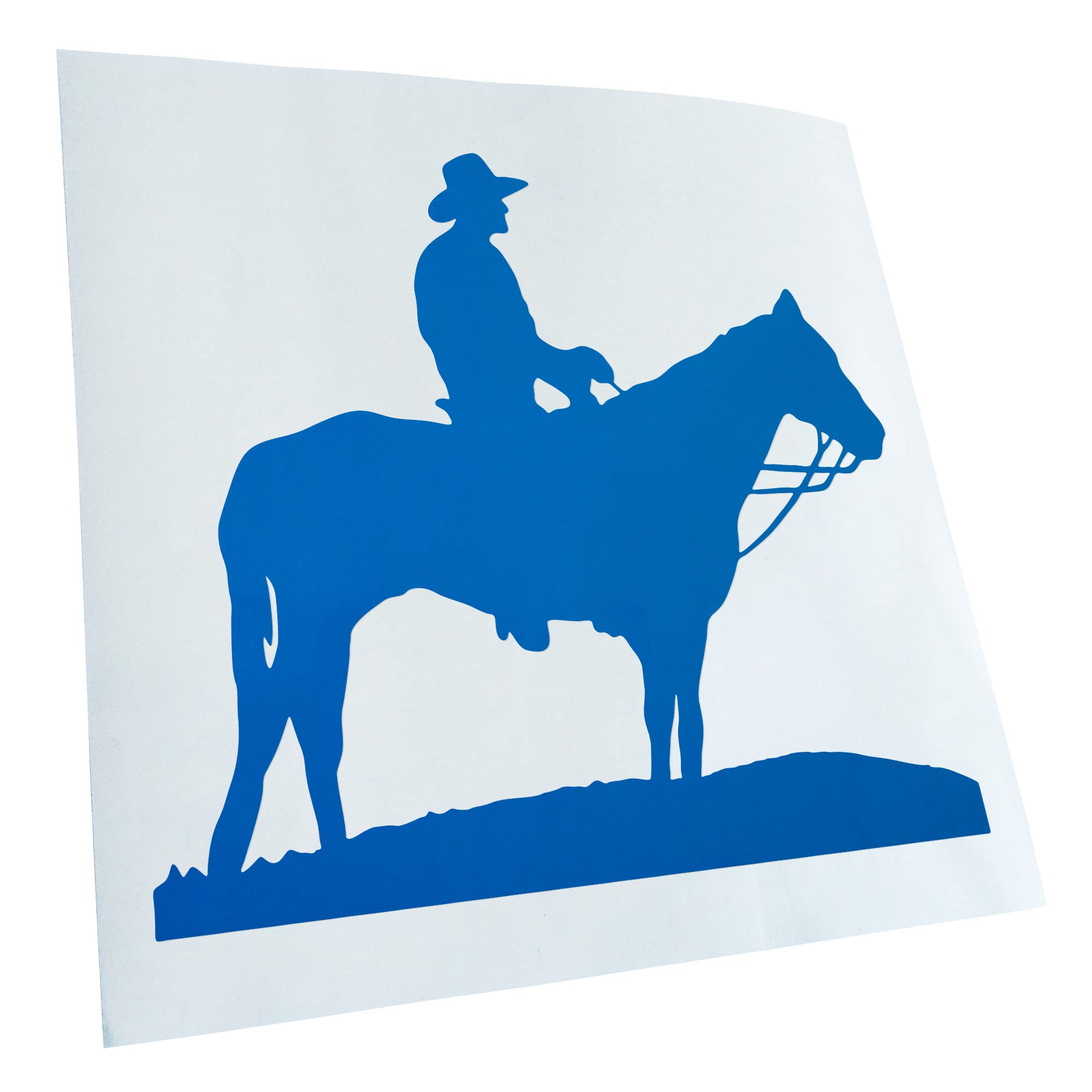 Kiwistar - Car Sticker - Blue - 30 x 27 cm Cowboy with Horse Quilted Sticker for Car, Laptop, Bicycle, Truck, Motorcycle, Multicoloured JDM Decal Racing