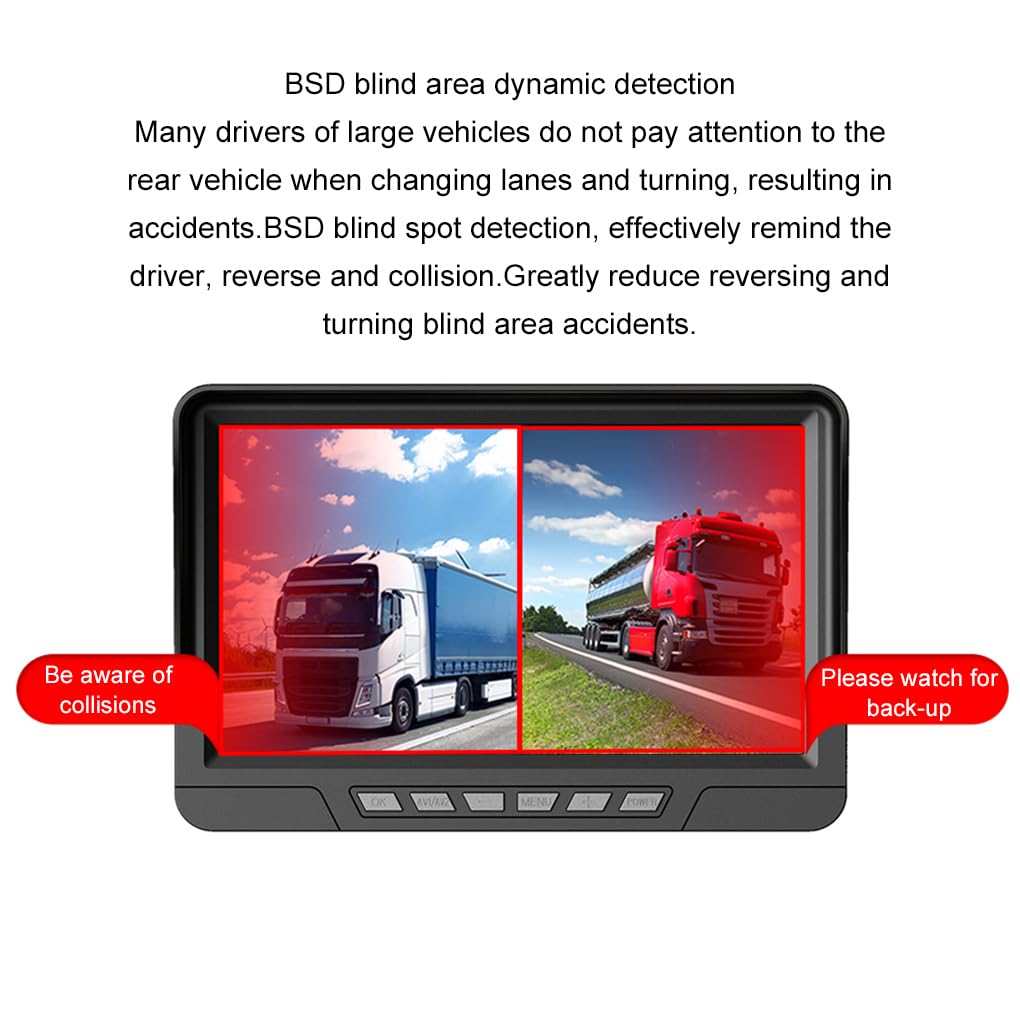 8 1080P anteriore e posteriore doppia telecamera per cruscotto DVR | allarme BSD, registrazione HD e registrazione in loop per camion, rimorchi, camper, telecamera per notturna a colori a luce