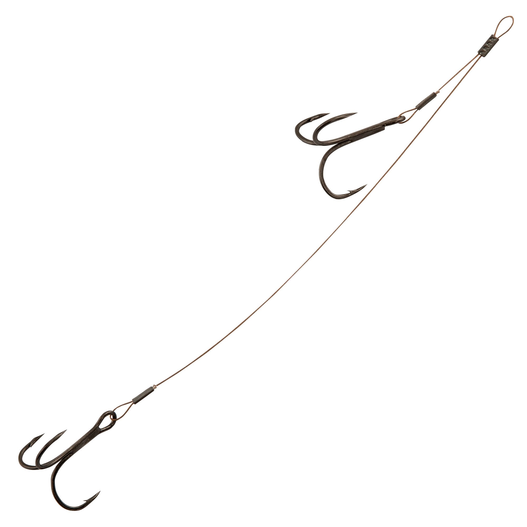 Fox Rage 49 Strand Double Stinger - 2 Anxiety Hooks Stinger Hooks Additional Drilling Treble Hooks Steel Leader Pike Leader Rubber Fish, 10 + 5cm / 6kg / Gr. 6 & 8