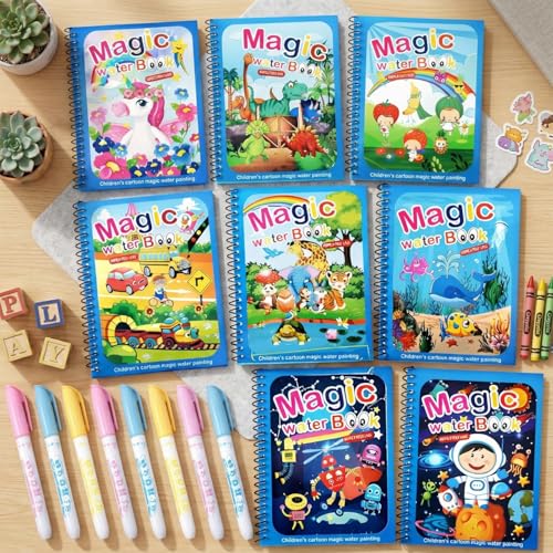 Image of Party Propz Watercolor Book with Pen - 8 Pcs Return Gifts for Birthday Party | Water Spotter Book | Watercolour Set for Kids 6-12 | Water Painting Book for Kid | Stationery Set for Kids Return Gift