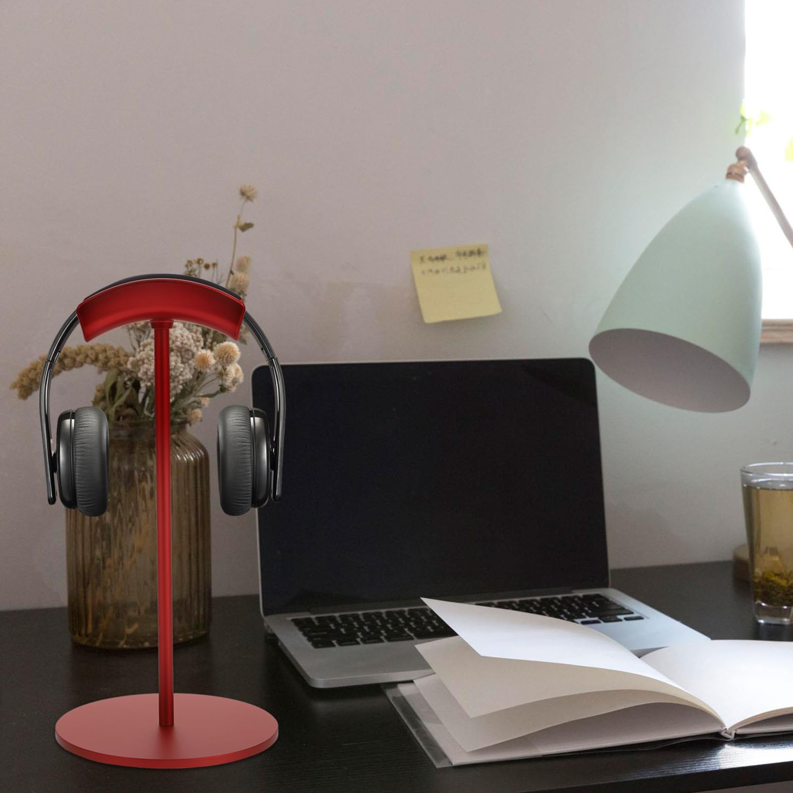Supporto per Cuffie da Scrivania Rosso in Lega di Alluminio Design Liscio e Curvo, per Cuffie da Gaming e Computer Desktop