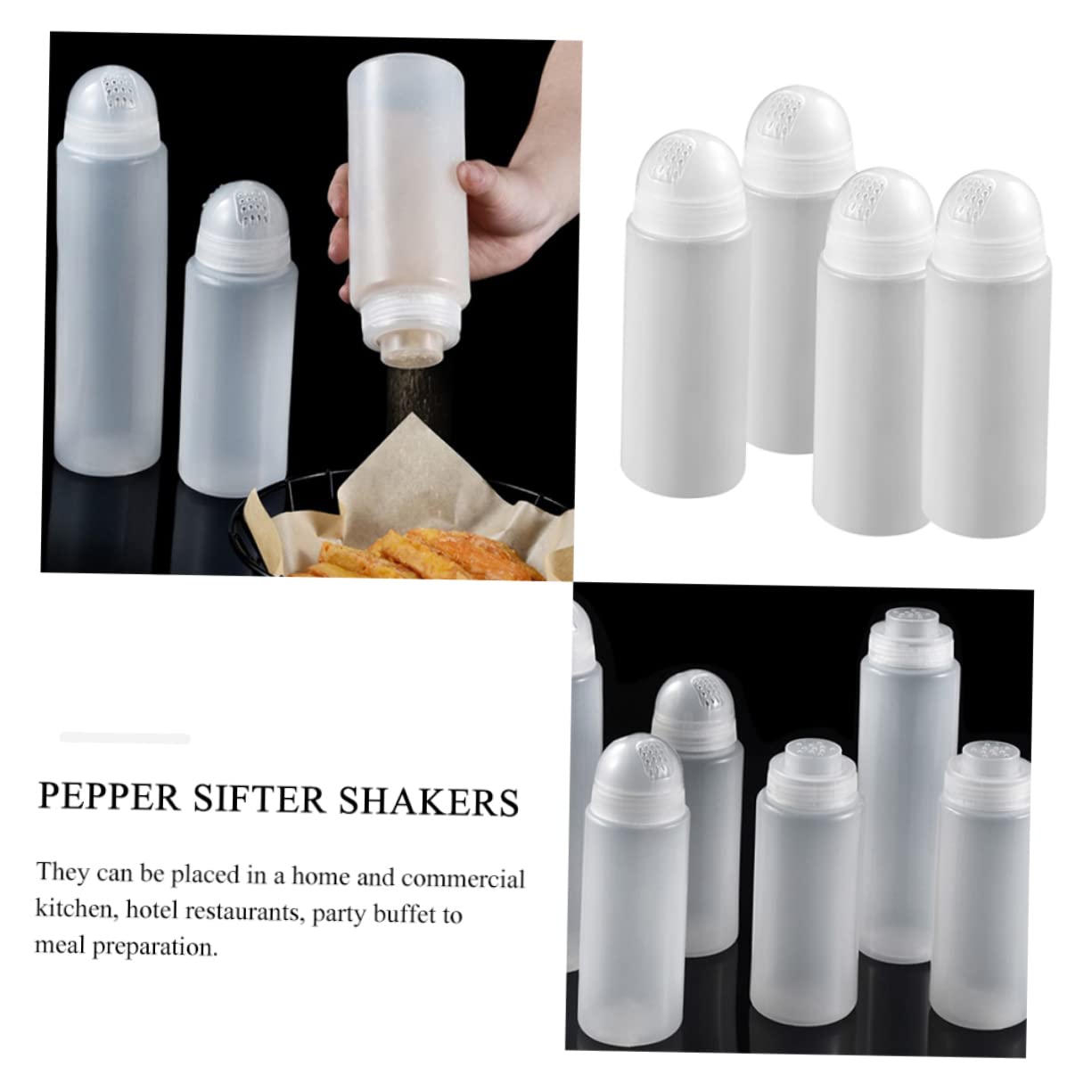 Unomor Seasoning Holder Lids 4pcs Shaker Bottle for Cooking Sauce Dispenser Bottle Salt Pepper Sifter Shakers Easy to Cle
