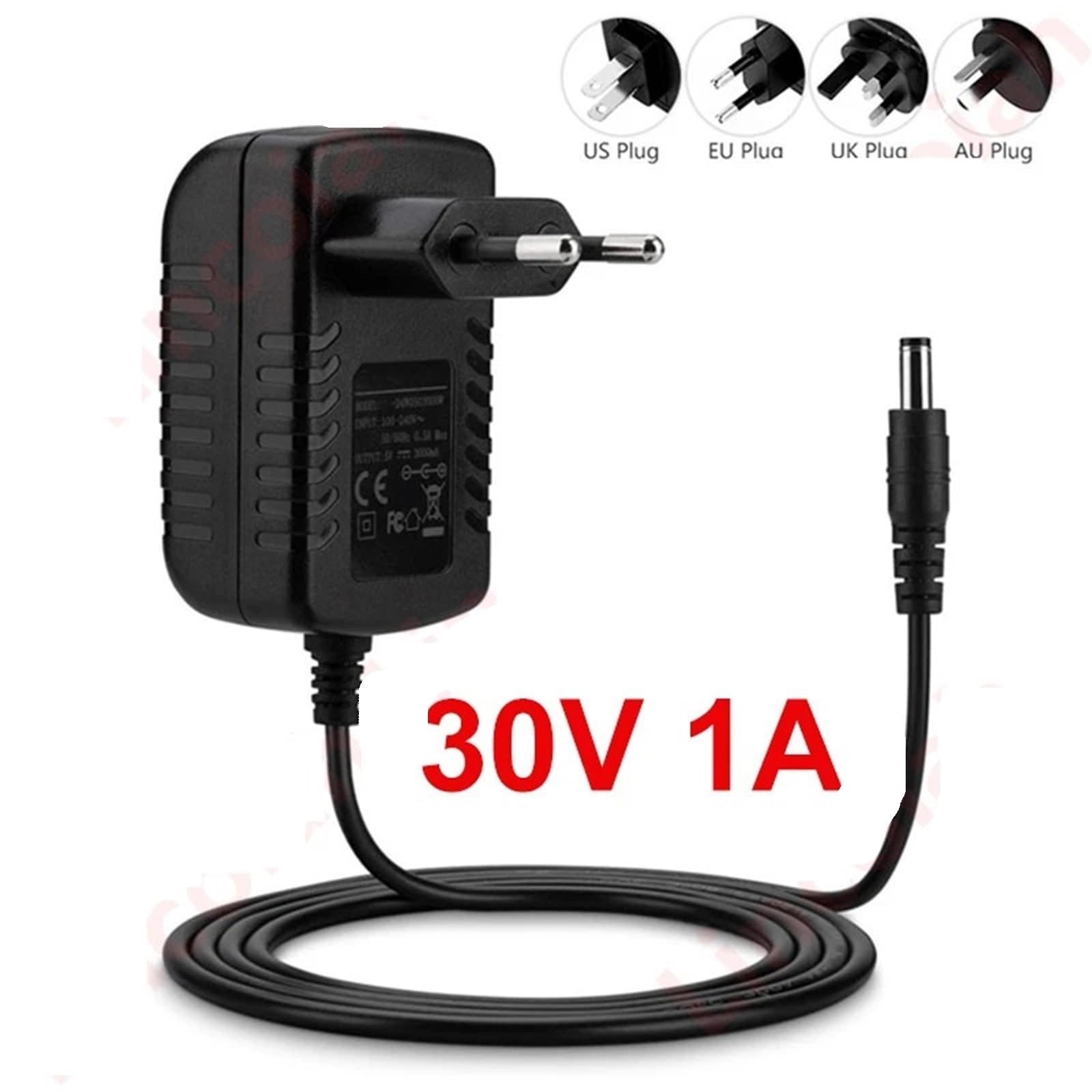 Adaptateur chargeur 30 V 500 mA 1 A AC/DC, compatible avec Bosch, Athlet 25,2 V, alimentation murale pour la maison, prise UE/US 12006118 (Au)
