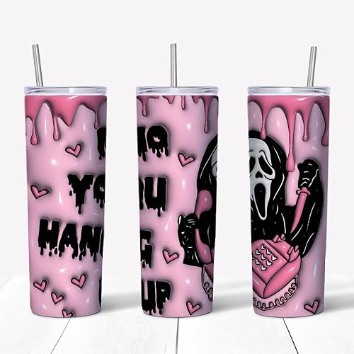 Vaso delgado de acero inoxidable con aislamiento de cara fantasma para Halloween, película de miedo, para Halloween, 20 onzas