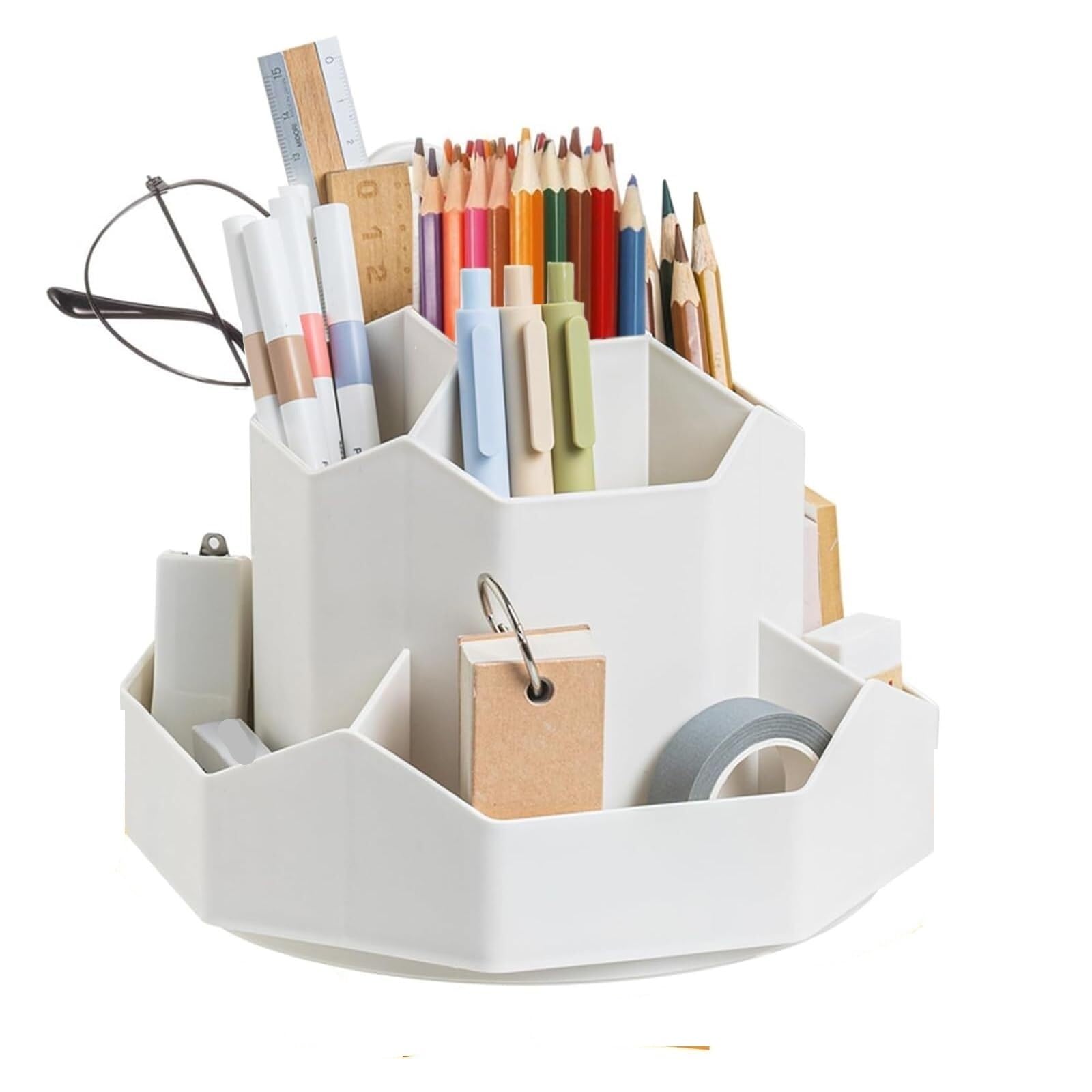Portalapices Estudio Un Portalápices De Escritorio Giratorio 360 ​​Grados Y 9 Ranuras For Oficinas Escuelas Utiles Escolares(Grey)