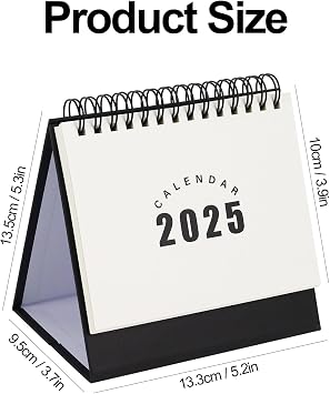 Mini Desk Calendar, July 2024 - Dec 2025 Small Desktop Calendar 5.2 x 5.3 Standing Flip Desktop Calendar for Home Office School (White)