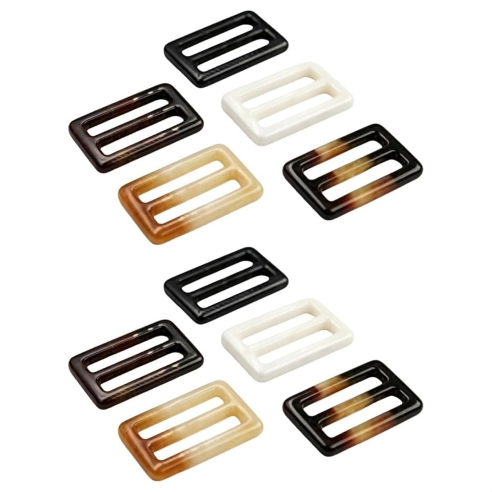 IIIIN 10Pcs 2-Inch Resin Rectangle Buckle Set, Waist Clips for Silk Scarves, Neckerchiefs, Clothing (Random Colors)