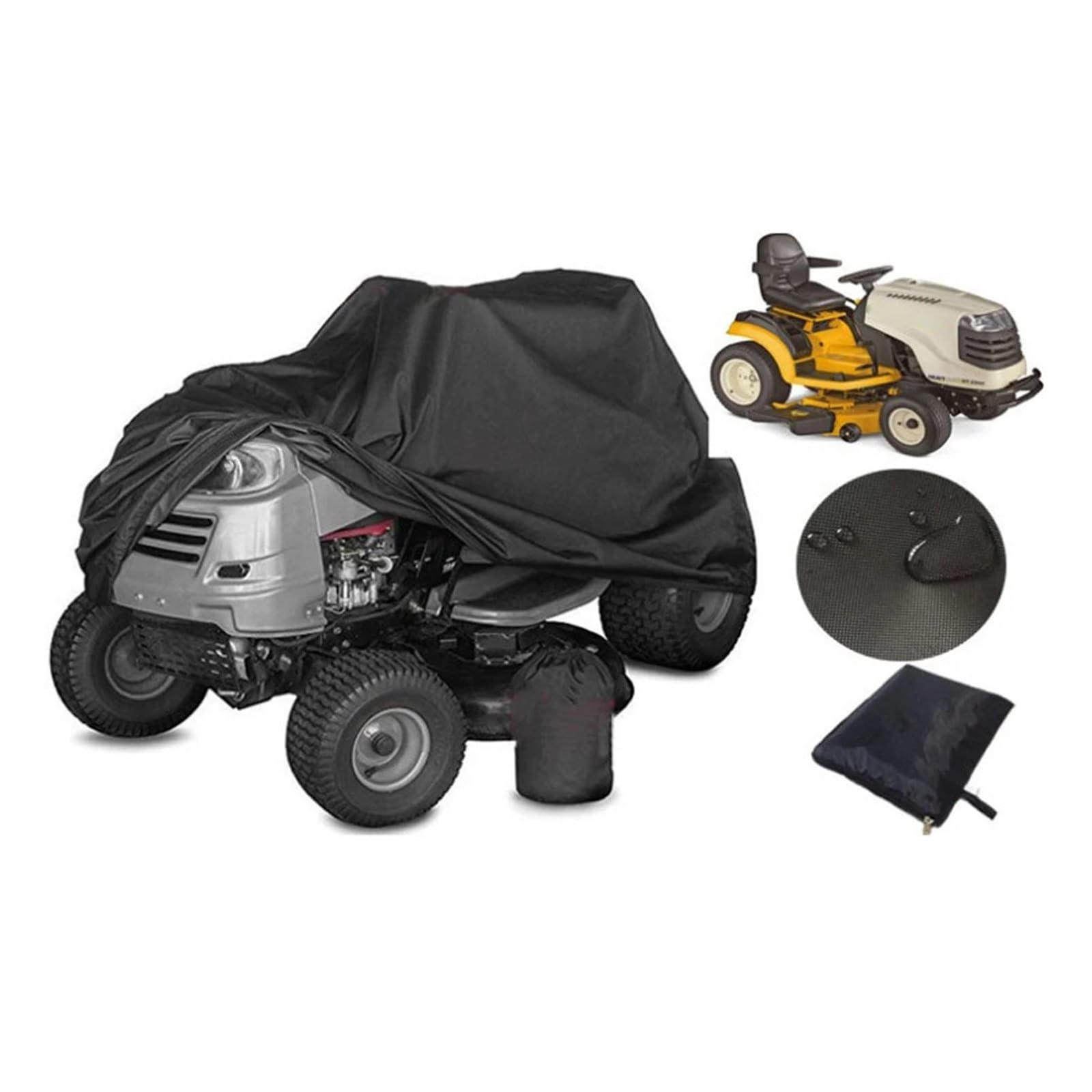 Funda para cortacésped autopropulsado, Funda for cortacésped, tractor de jardín, tela Oxford negra, 140 x 66 91 cm, con bolsa almacenamiento protectora