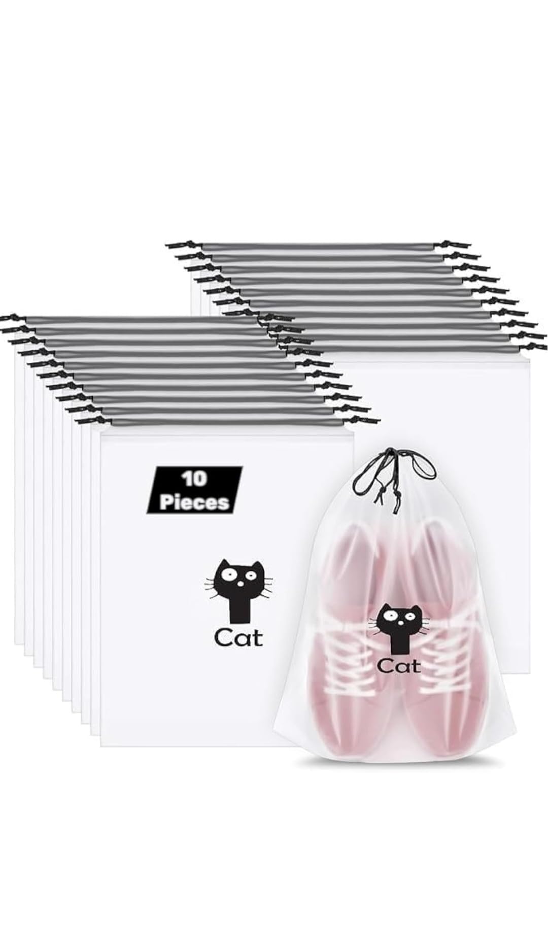 Travel Shoe Bags for Storage & Organizer - Portable Dust Proof Pouch for Men & Women (Pack of 10, Transparent)-image-47