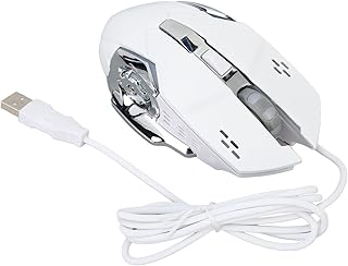 Shanrya USB Computer Gaming Mice, Reduce Hand Sweat 4 Adjustable DPI Speed Switch Skin-friendly 6 Buttons Wired Gaming Mouse For Laptop (White Audible Mouse)