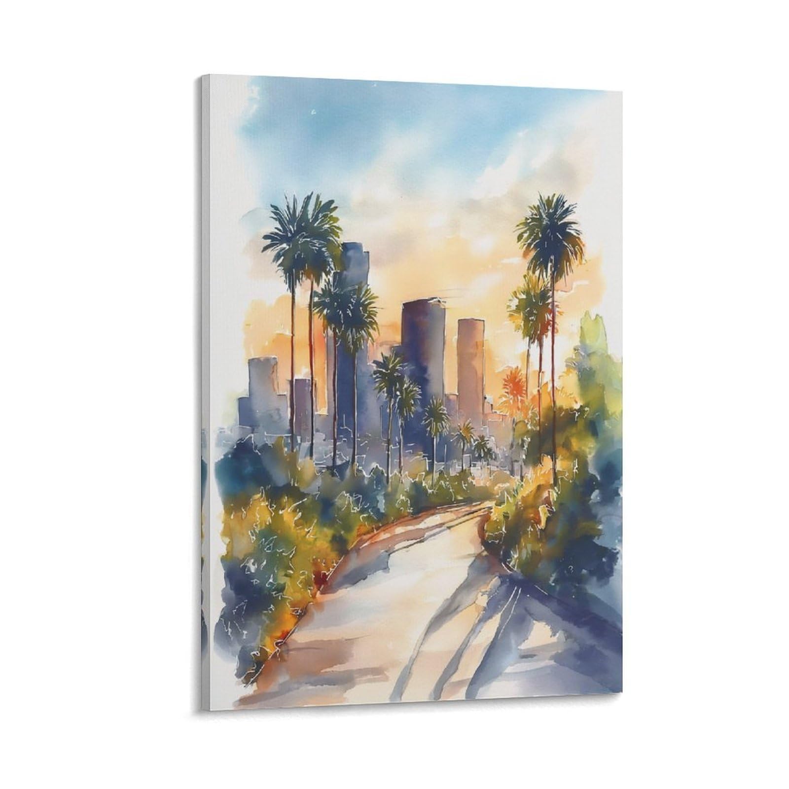 XWYMXZ Los Angeles California 20x30inch(50x75cm) Vintage Travel Poster Watercolor Canvas Art