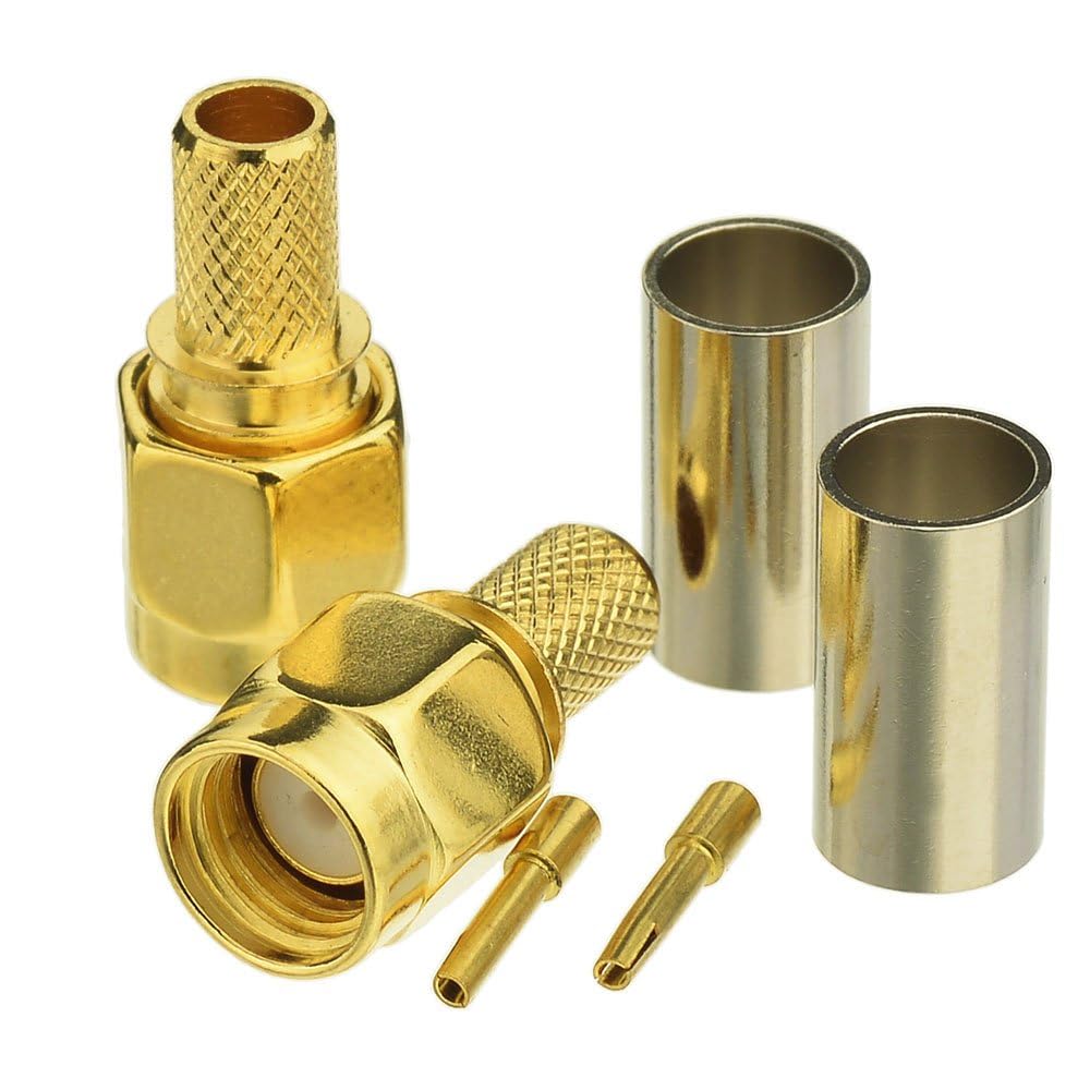 NISTECH RP SMA Male Connector (Pack of 2) RP SMA Jack Crimp with Male RF Pin for RG58 Video Game Jointer Adapter Cable - 2pc-image-34