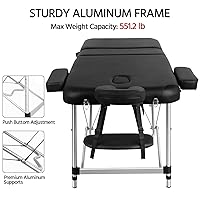 Vista 15 de Yaheetech Mesas de masaje portátil para tatuaje, cama ajustable de aluminio, 3 camas plegables de spa con bolsa no tejida de 24 pulgadas de ancho