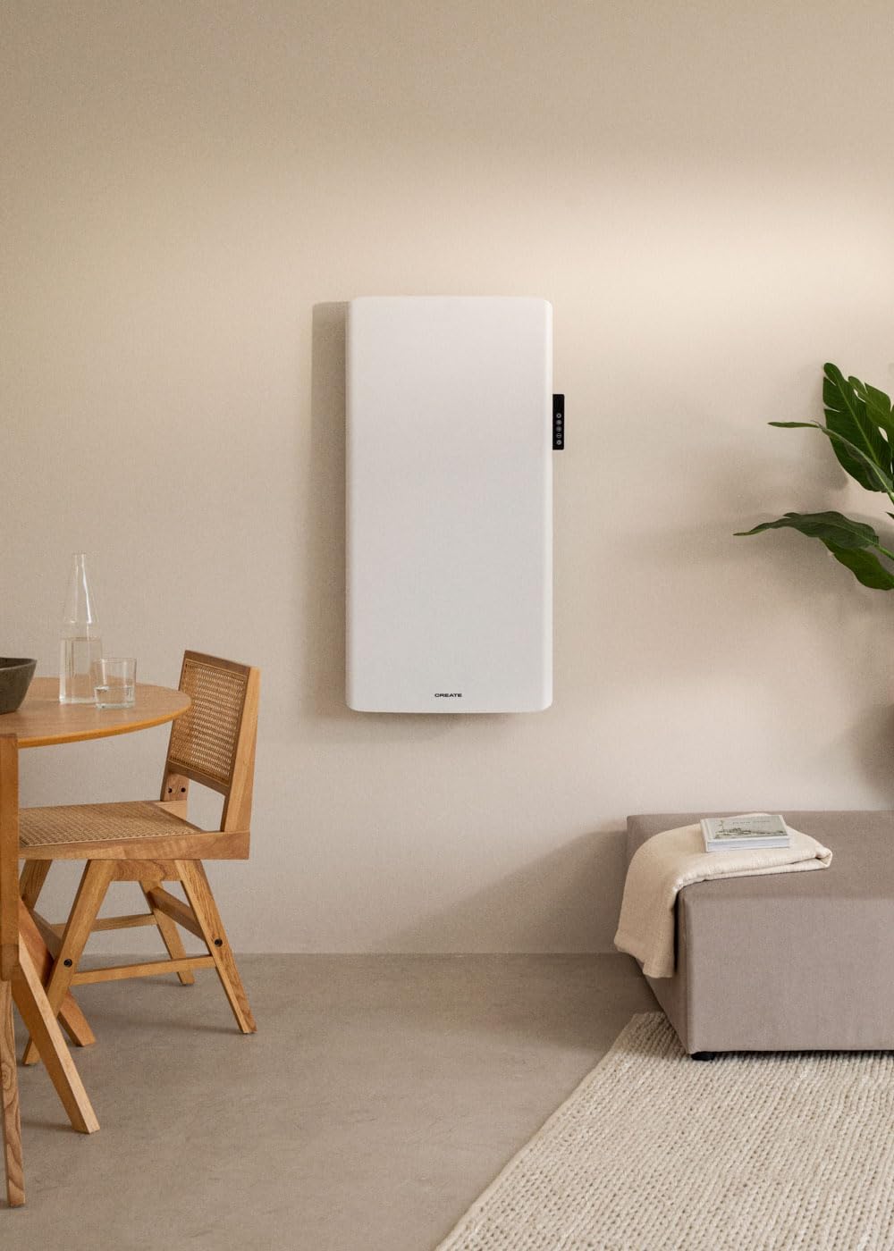 CREATE/WARM CLEAR/Convector eléctrico de pared con Wifi/Calentamiento rápido. Estancias de hasta 20m². Función detección de ventanas abiertas Control desde la App. Protección IP24. 2000W