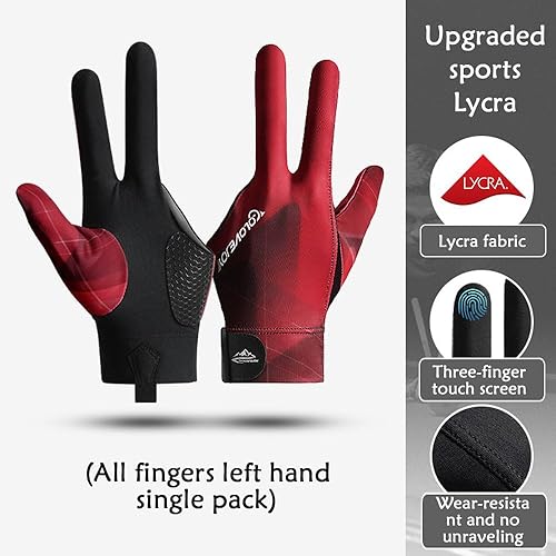 Miniatura 3 de Guante de Billar para Mano Izquierda, Guantes de Billar para Mano Izquierda de 3 Dedos, Guante Deportivo para Taco de Snooker Popular, Guante de