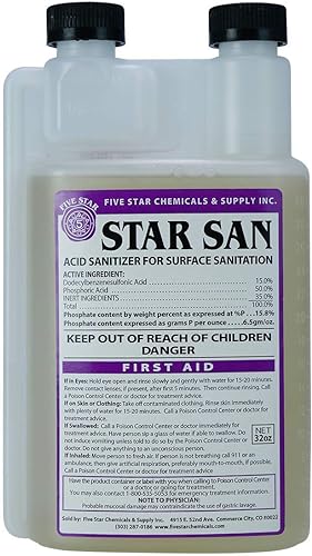 Five Star 6022b_ Star San - 32 onzas - Desinfectante de alta espuma
