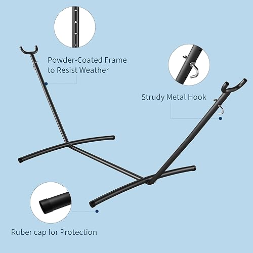 Miniatura 5 de GarveeLife Hamaca doble para 2 personas, hamaca de pie para interiores y exteriores con soporte de acero que ahorra espacio, bolsa de transporte,