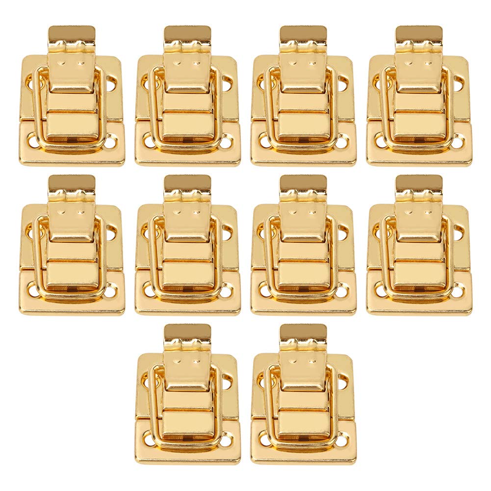 Suitcase Hasp, 10 Pcs Latch Catch Golden Stainless Steel Box Chest 10Pcs Latches Toggle 28x40mm for Wood Luggage Case Je y