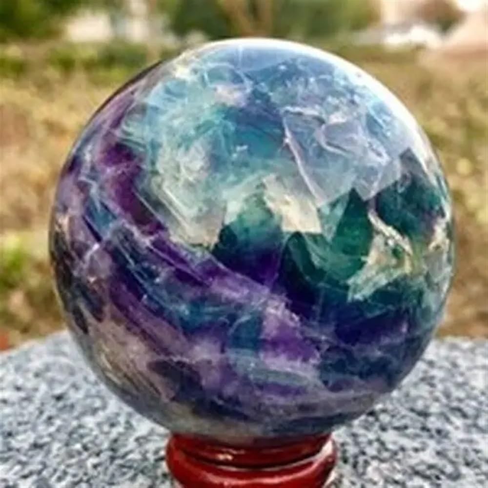 Beautiful Colourful Fluorite Quartz Crystal Ball Stone Ornaments (Size : 1500-1600g)
