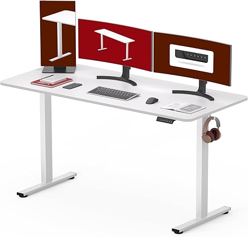 SANODESK Escritorio eléctrico de pie de 60 x 24 pulgadas, escritorio de pie ajustable en altura con controlador de 2 botones, escritorio ergonómico