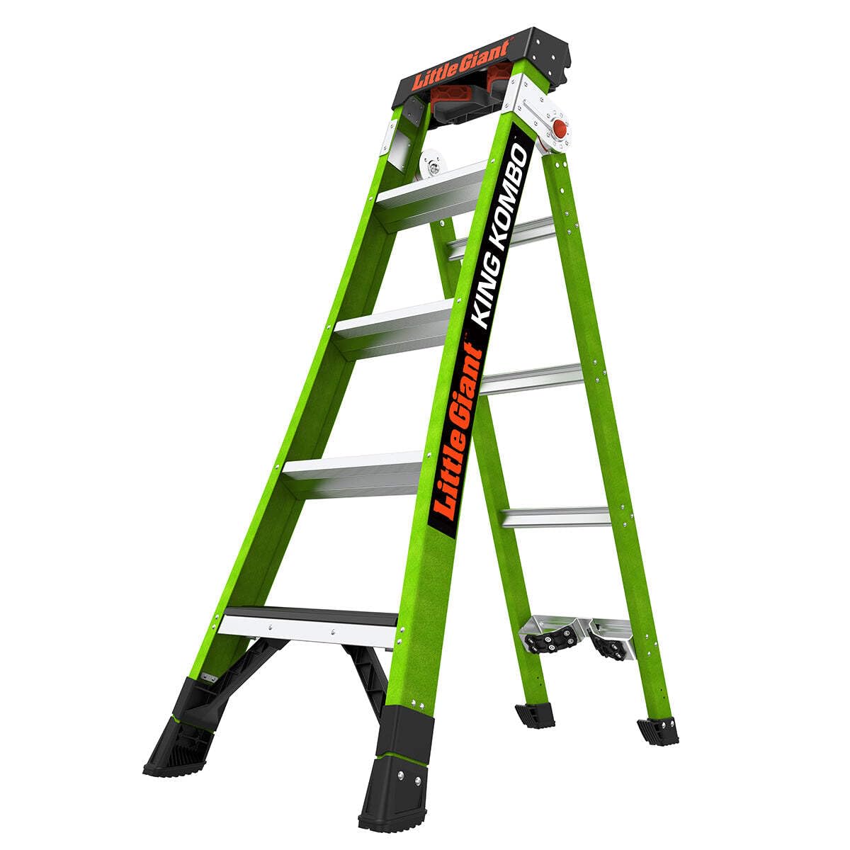 Little Giant King Kombo - Escalera 3 en 1 de 5+4 peldaños con Almohadilla giratoria, Color Verde 13580
