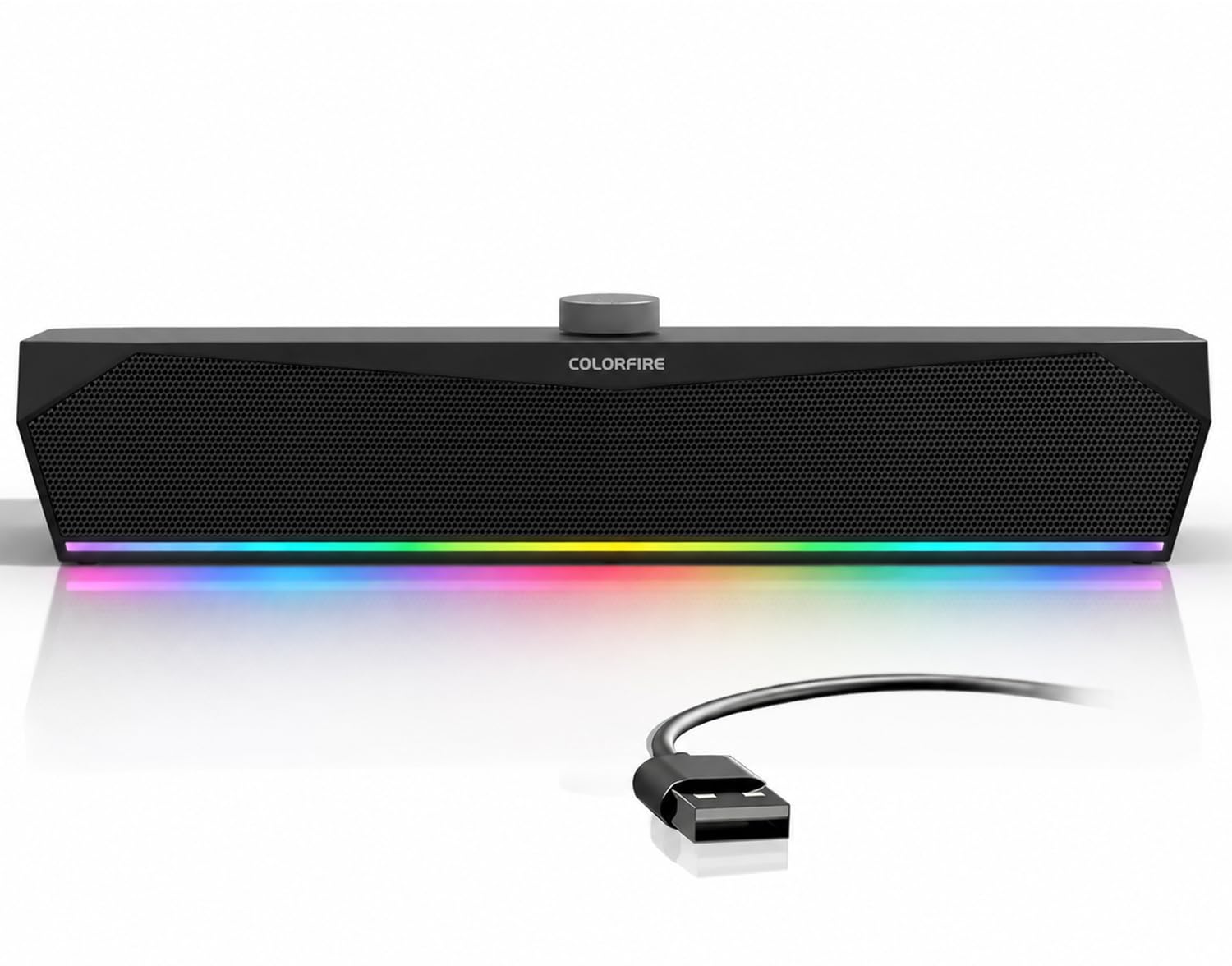 Computer Speakers for Desktop,USB Single-Cable, Computer Soundbar for PC | Compatible with Laptops | Towers | Devices |Stereo Sound and RGB Light, Plug-n-Play, Black Matte Finish, Mechanical Knobs-picture-33