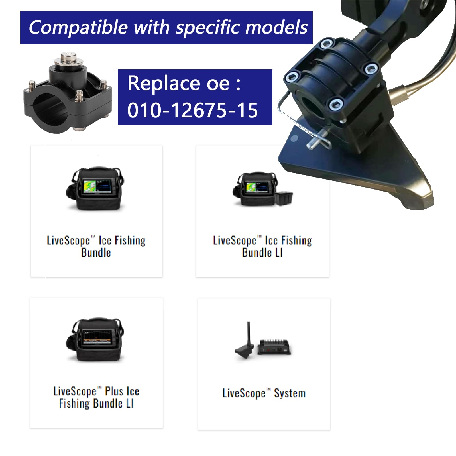 Xiaoyudou 0 Degree Livescope Pole Mount Accessories Fit for Panoptix LVS32 Transducer Replaces 010-12676-15 0101267615