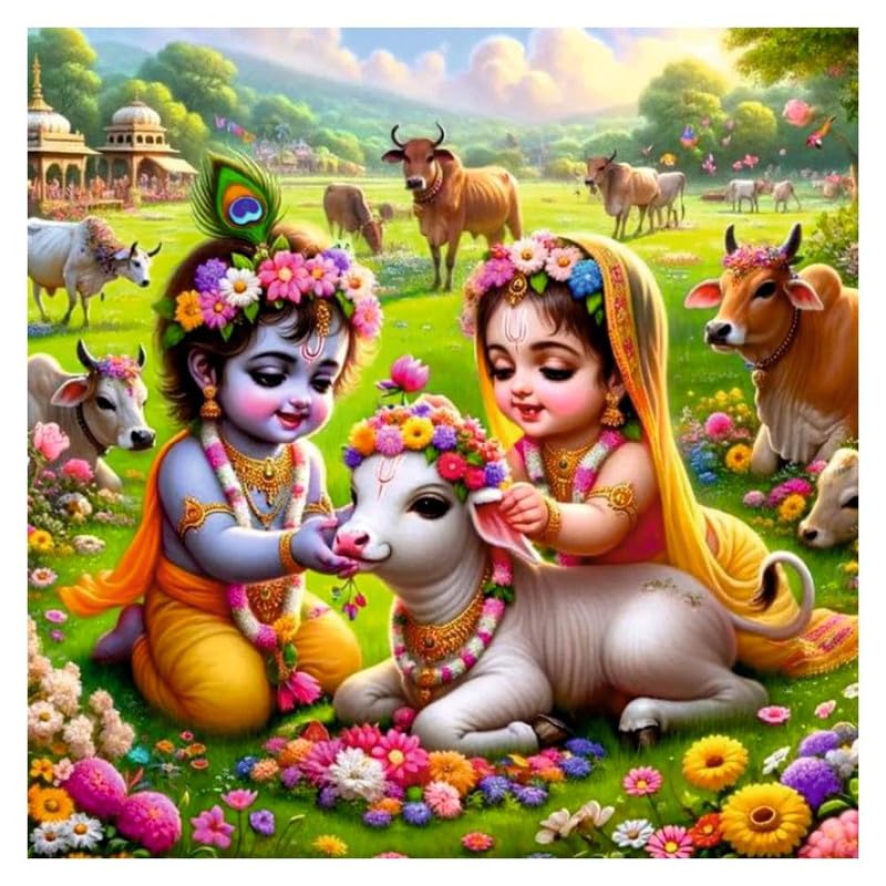 Image of British Terminal Cute little Bal Gopal Baby God Krishna| Kanha Ji | Laddu Lord Makhan Chor Painting Religious Poster for Pregnant Women for wall (matt thin vinyl,sticker,multicolor,unframed)| bj437