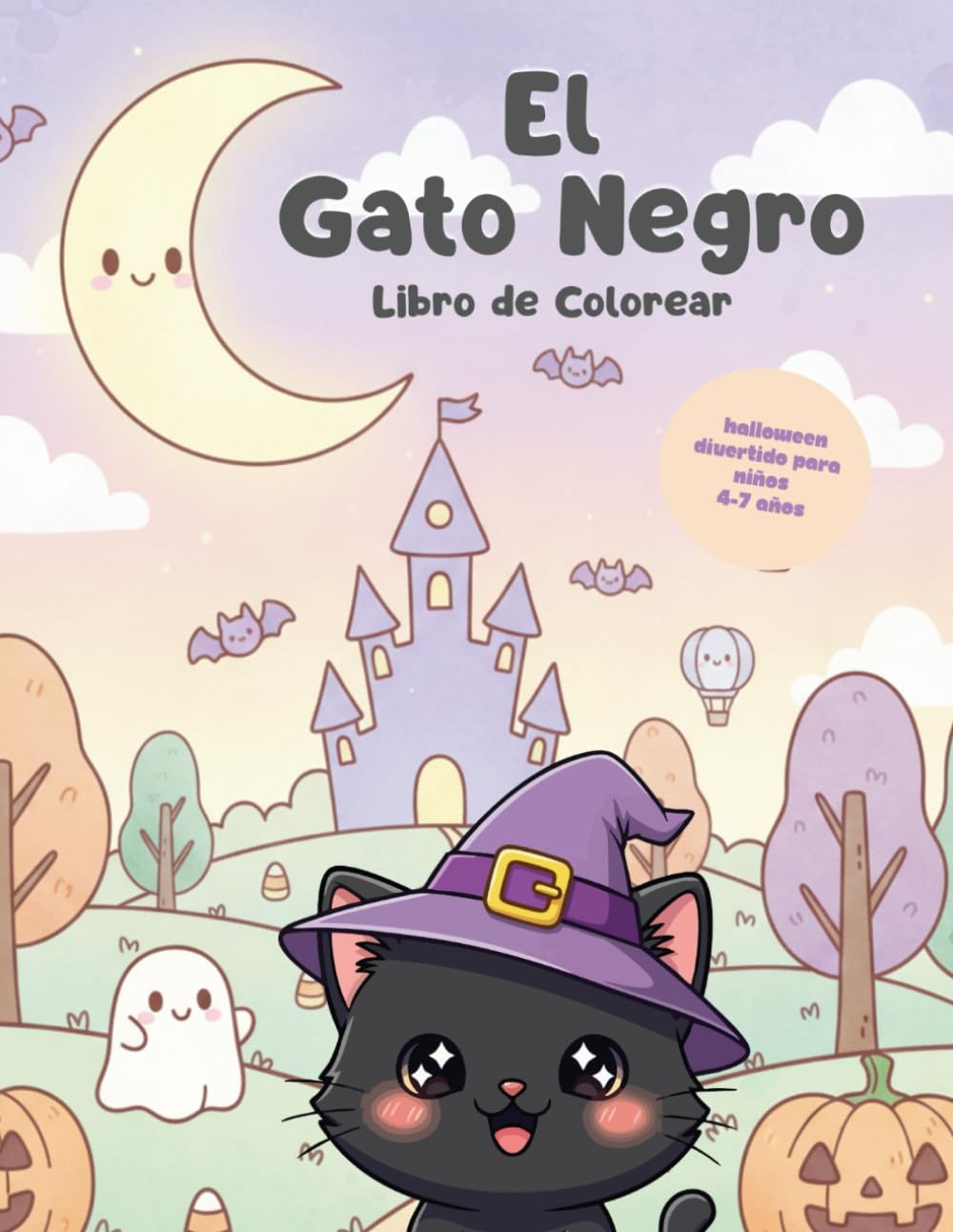 El Gato Negro – Libro de Colorear de Halloween: Dibujos adorables para niños de 4 a 7 años
