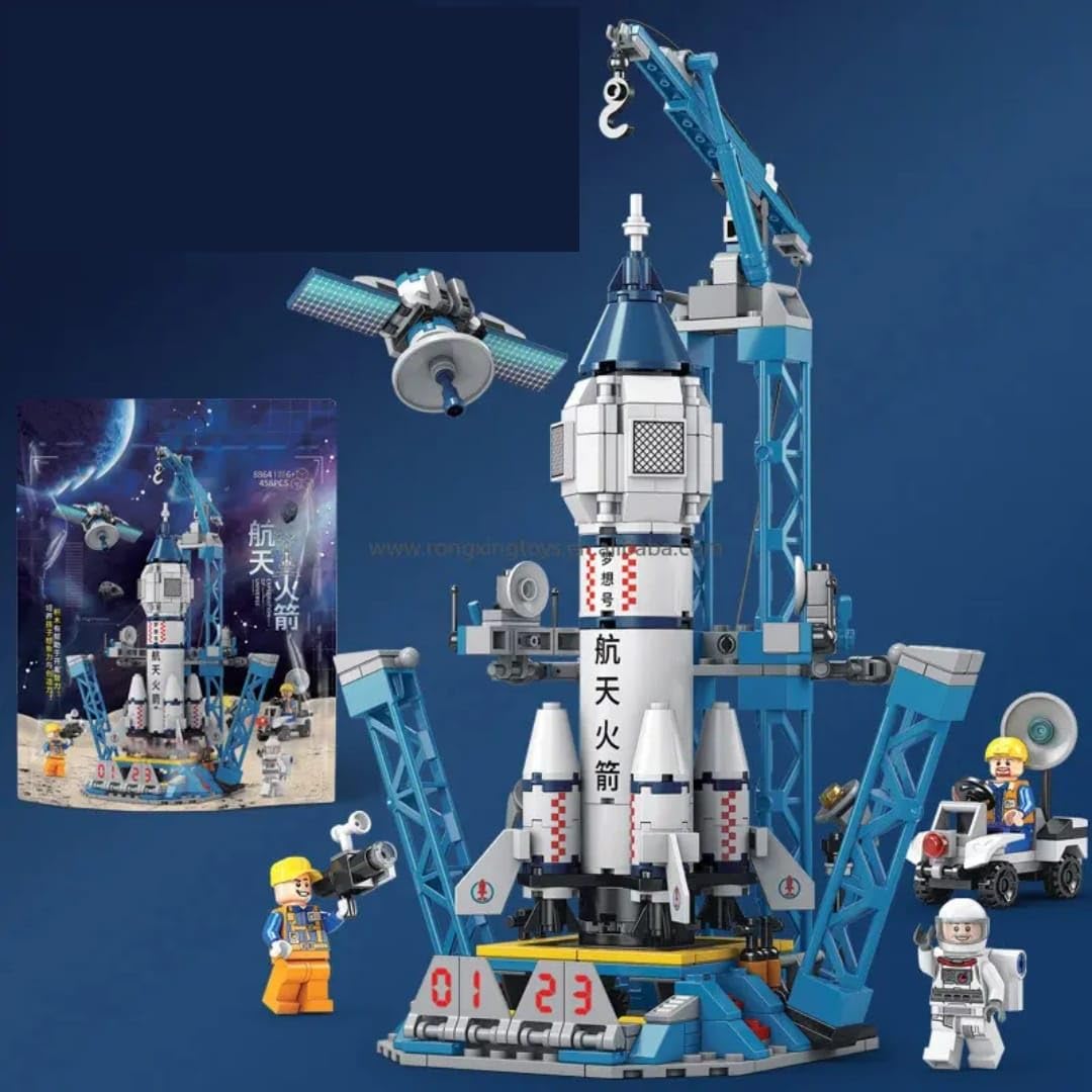 Chocozone Space Ship Rocket Launcher Building Blocks for Kids 9-14 Years Toys for Boys Toys for Kids Birthday Gifts Toy for 9+ Years Old Boys & Girls - 452Pcs Bag