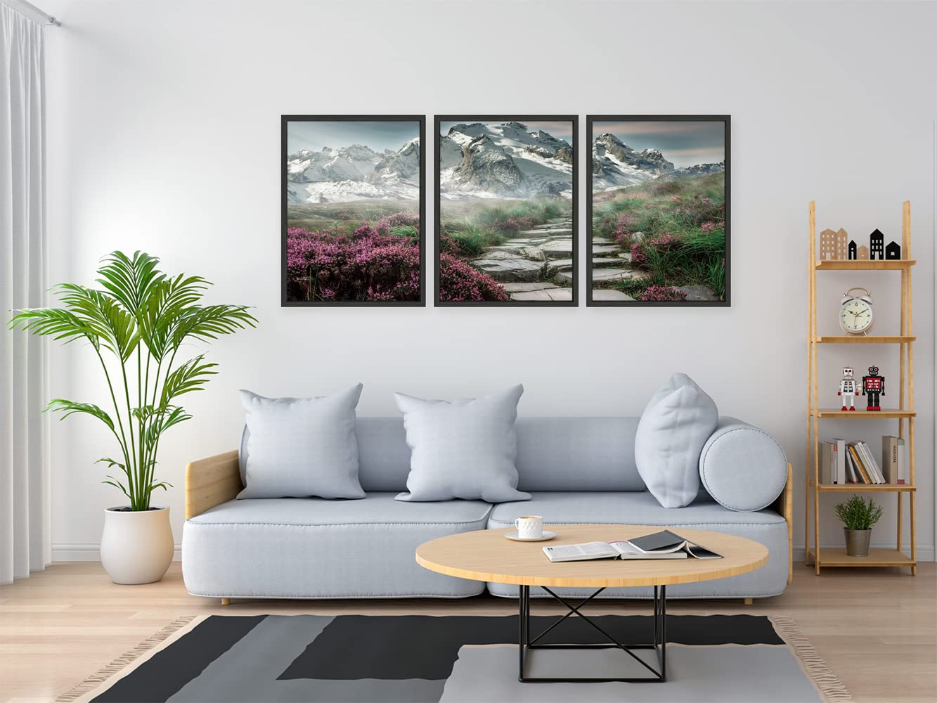 XtremeSkins Black Floater Framed Canvas - Wall Decor for Living Room, Bedroom, Office, Hotels, Drawing Room (46in X 27in) - Mountain Lava