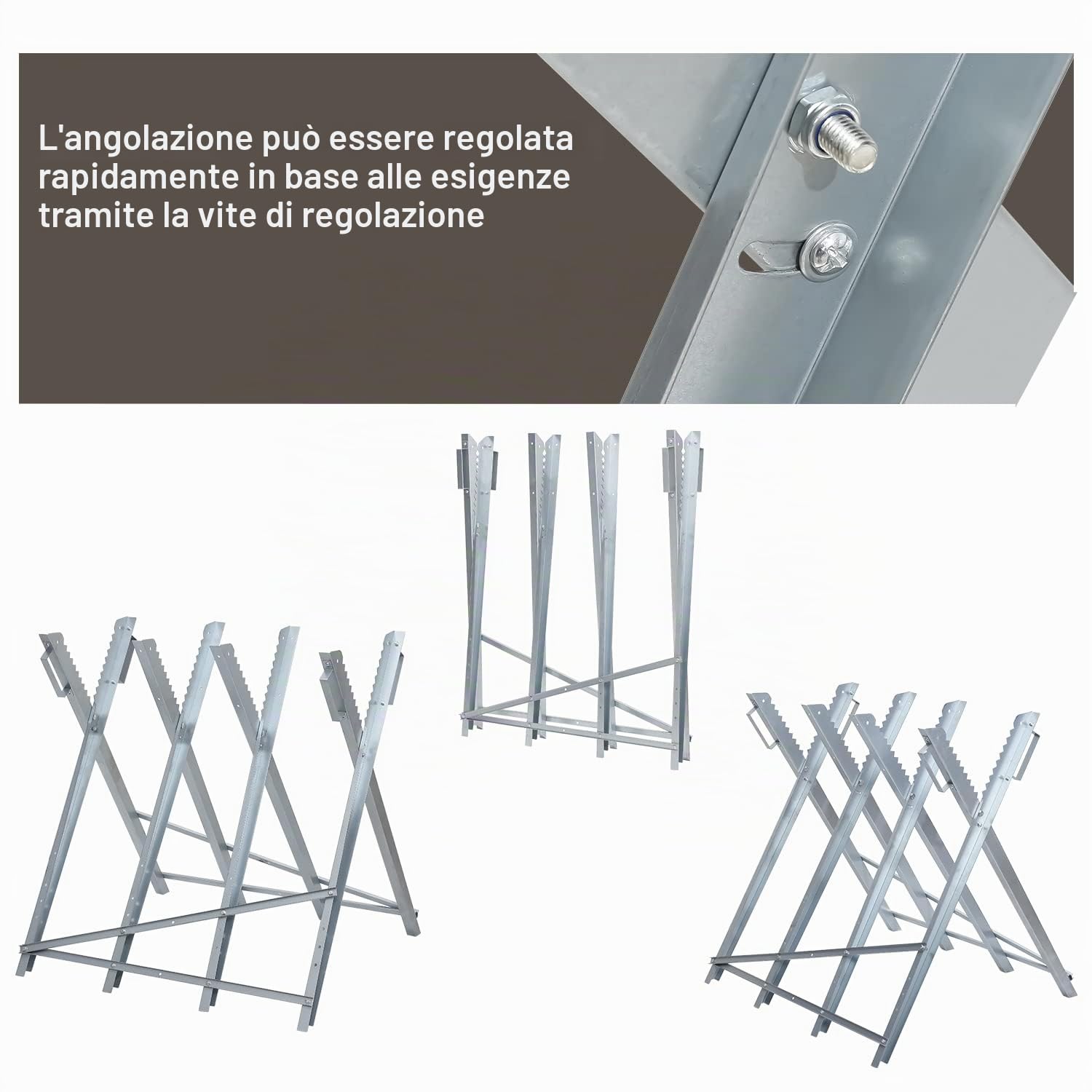 Cavalletto pieghevole per sega, portata 150 kg, in metallo zincato, per seghe per legno, legna da ardere, cavalletto per motosega, 81 x 80 x 80 cm