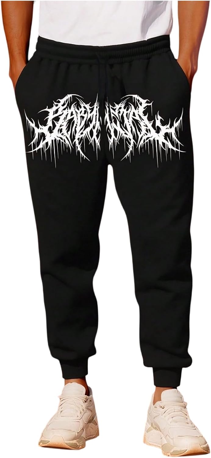 SHENHE Men's Graphic Drawstring Waist Casual Sweatpants Streetwear Goth Jogger Pants - Image 2