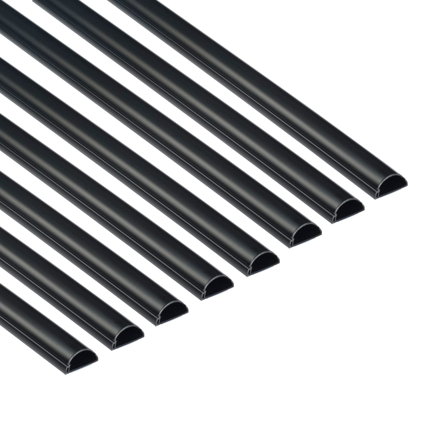 Buy DLine Cable Trunking Black, 8Meter Pack, OnePiece Half Round Wire Covers, Paintable Self