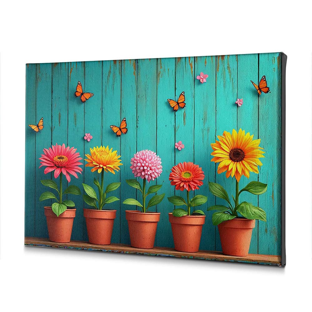Art mural religieux premium fleurs et papillons sur toile - 5