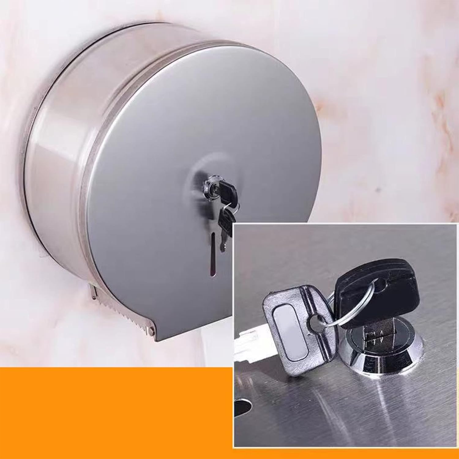 Dispensador de Papel Higiénico, Montaje en Pared Portarrollos de Papel Higiénico de Acero Inoxidable, Soporte Rollo Papel de para Baños Públicos, 26cm Diámetro, 6cm Mandril (2 Piezas)
