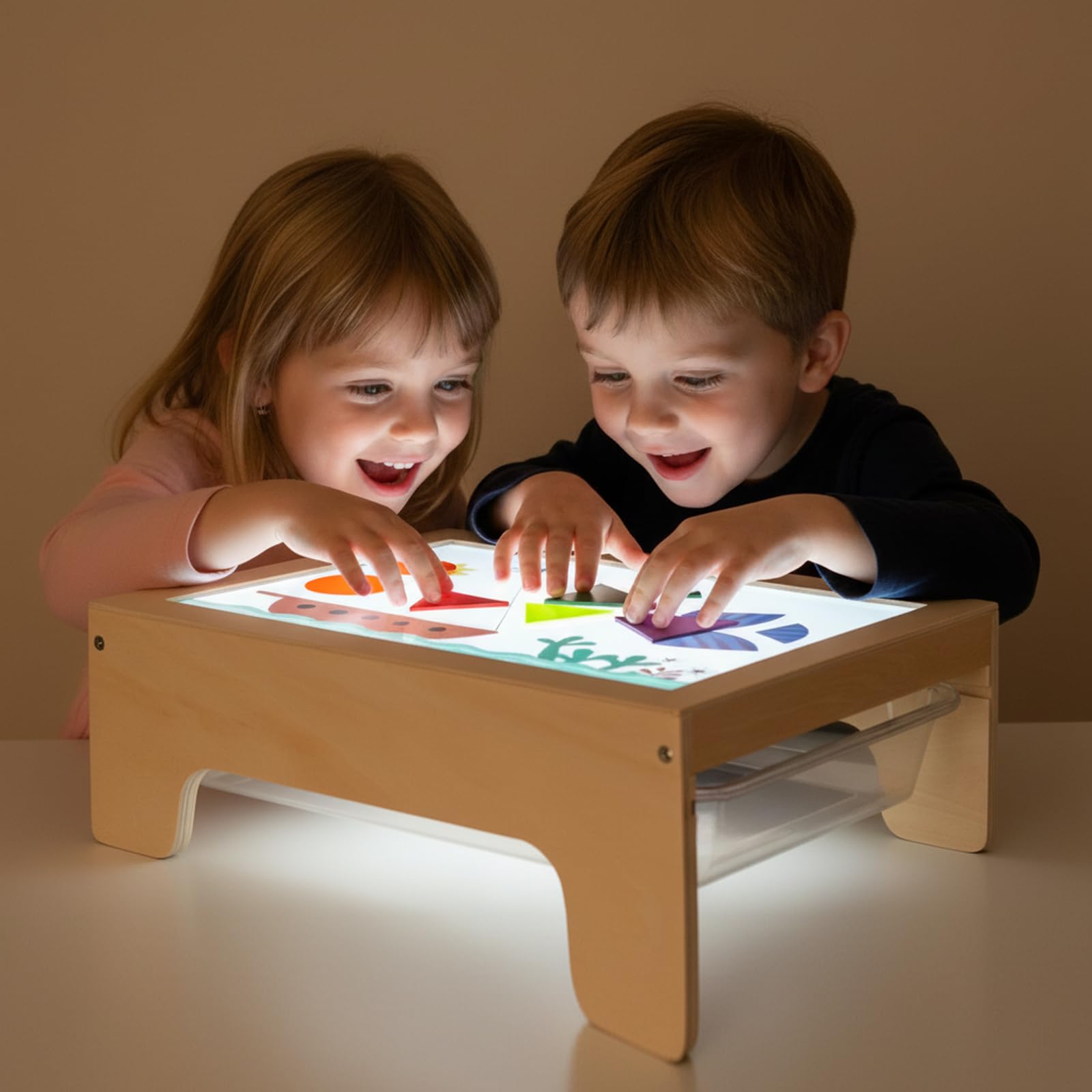 bopoobo Light Table for Kids -Sand Painting Light Box All-in-One Sandbox Alternative with Tracing Light Box, 10 Dimming Levels & 50+ Pieces(USB)